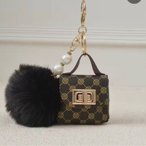 Mini Bag Charm with Gold Accents